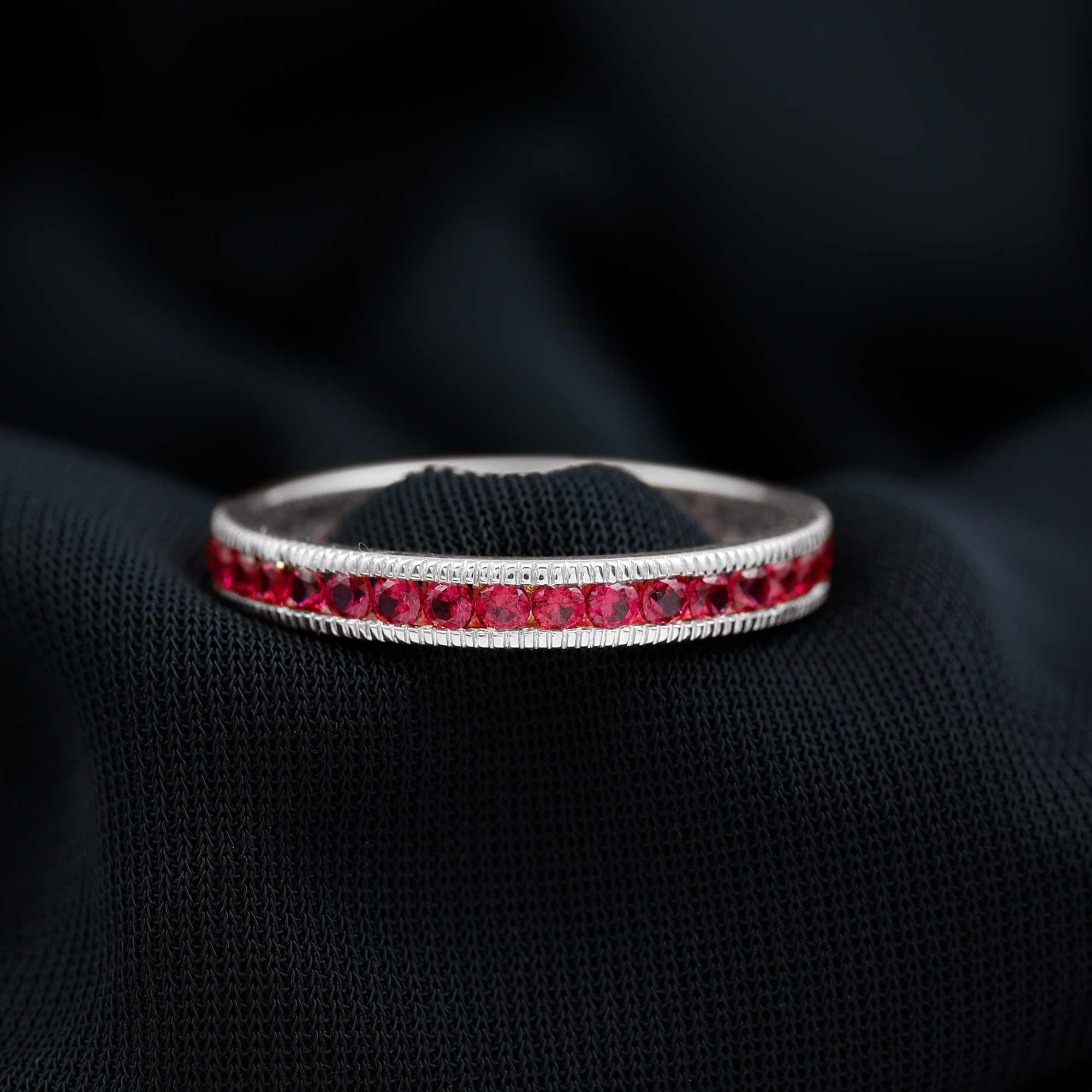 thumbnail video image 2 of Rosec Jewels Natural Ruby Eternity Ring for Women - Channel Set Anniversary Band Ring - AAA Quality - Ready to Gift, 925 Sterling Silver, US 5.50, 2 of 8