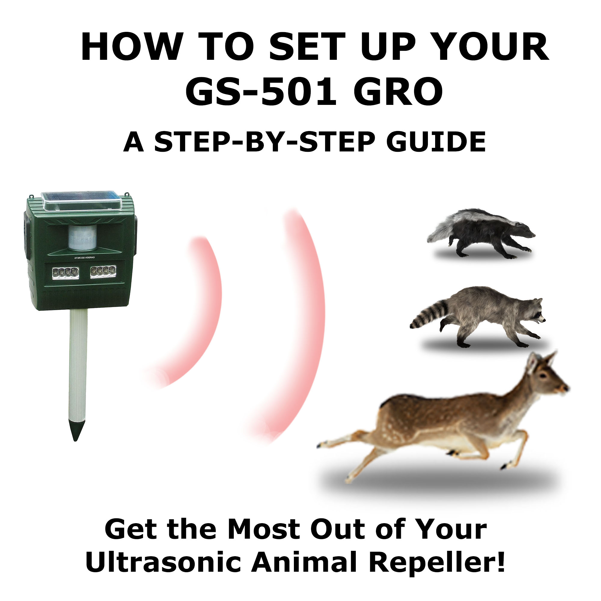 thumbnail video image 2 of GARDEN SECRETS® 3-in-1 Professional ULTRASONIC ANIMAL REPELLENT. Skunk Raccoon Deer Coyote Cat Rat Mice etc Deterrent. Keep Pests Away from Your Property within 2-4 Weeks. Whole Year Full Warranty!, 2 of 2