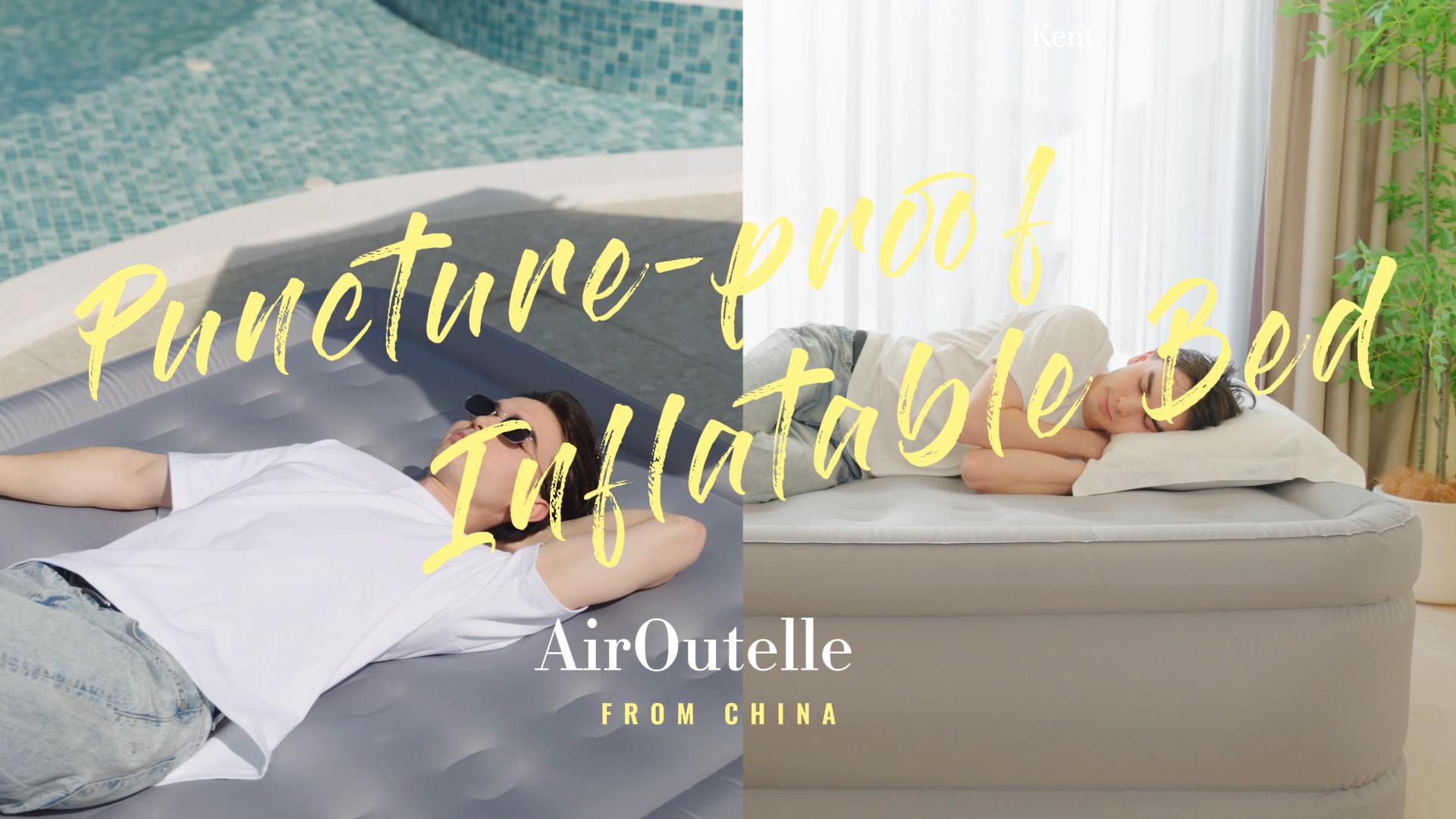 thumbnail video image 2 of 22'Luxury Air Mattress with Built in Pump, Mother's Day Gift,Puncture Resistant Portable Inflatable Mattress,Ideal for single person or guests air bed(Queen,Pink), 2 of 11