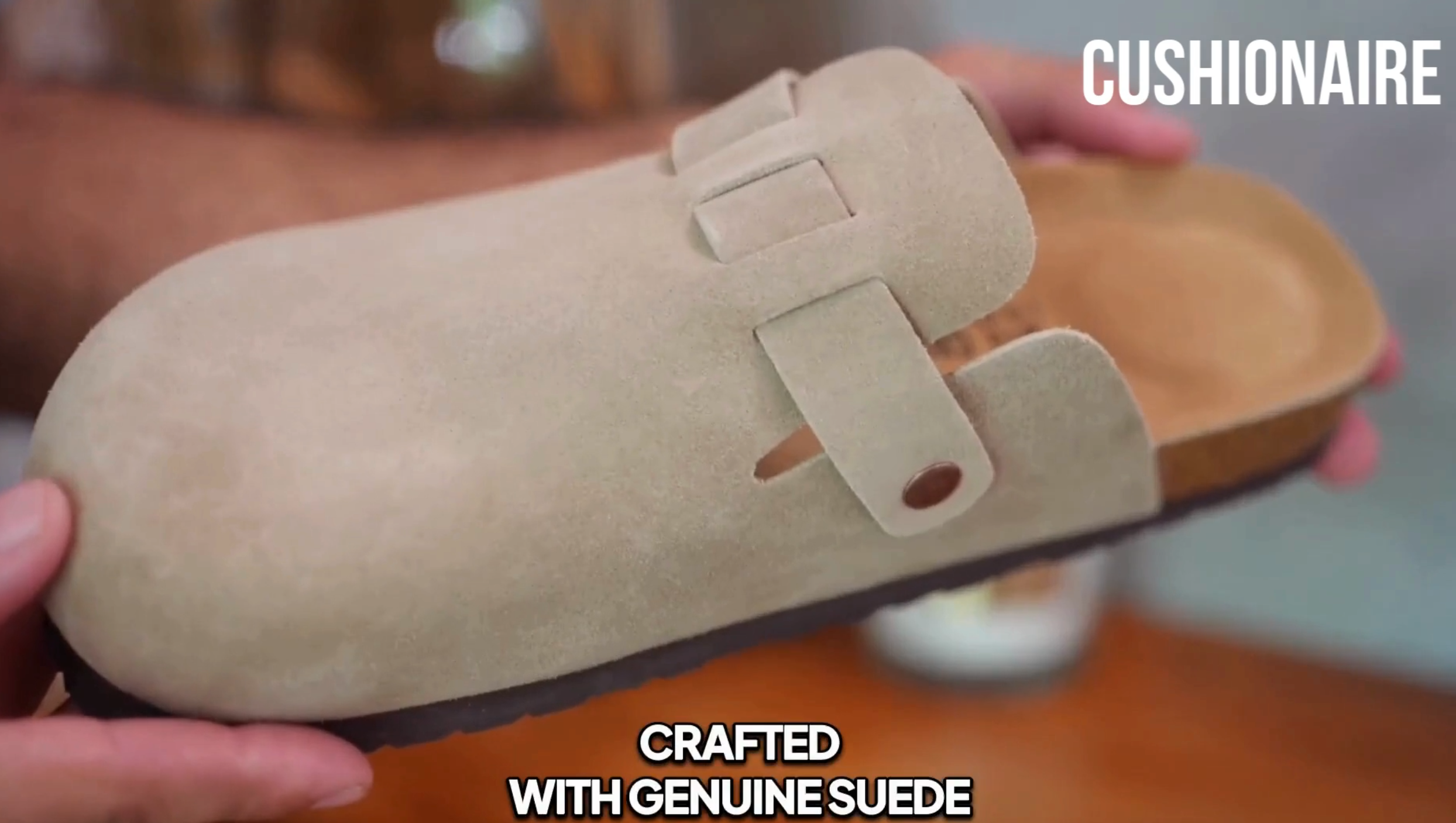 thumbnail video image 2 of Cushionaire Haze Genuine Suede Leather Men's Clogs - Comfortable Slip On Potato Shoes for Men with Adjustable Buckle, 2 of 19