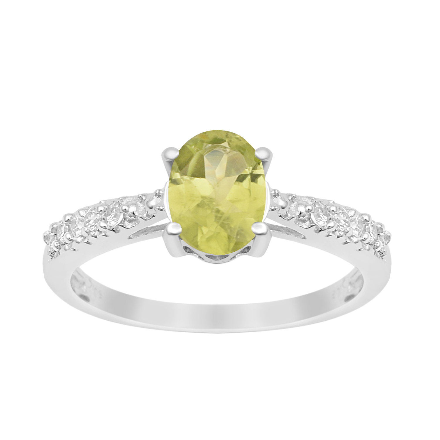 thumbnail video image 2 of Mooneye 1.5 Ct Oval Cut Peridot 925 Sterling Silver Solitaire Side Accents Women Wedding Ring, 2 of 7