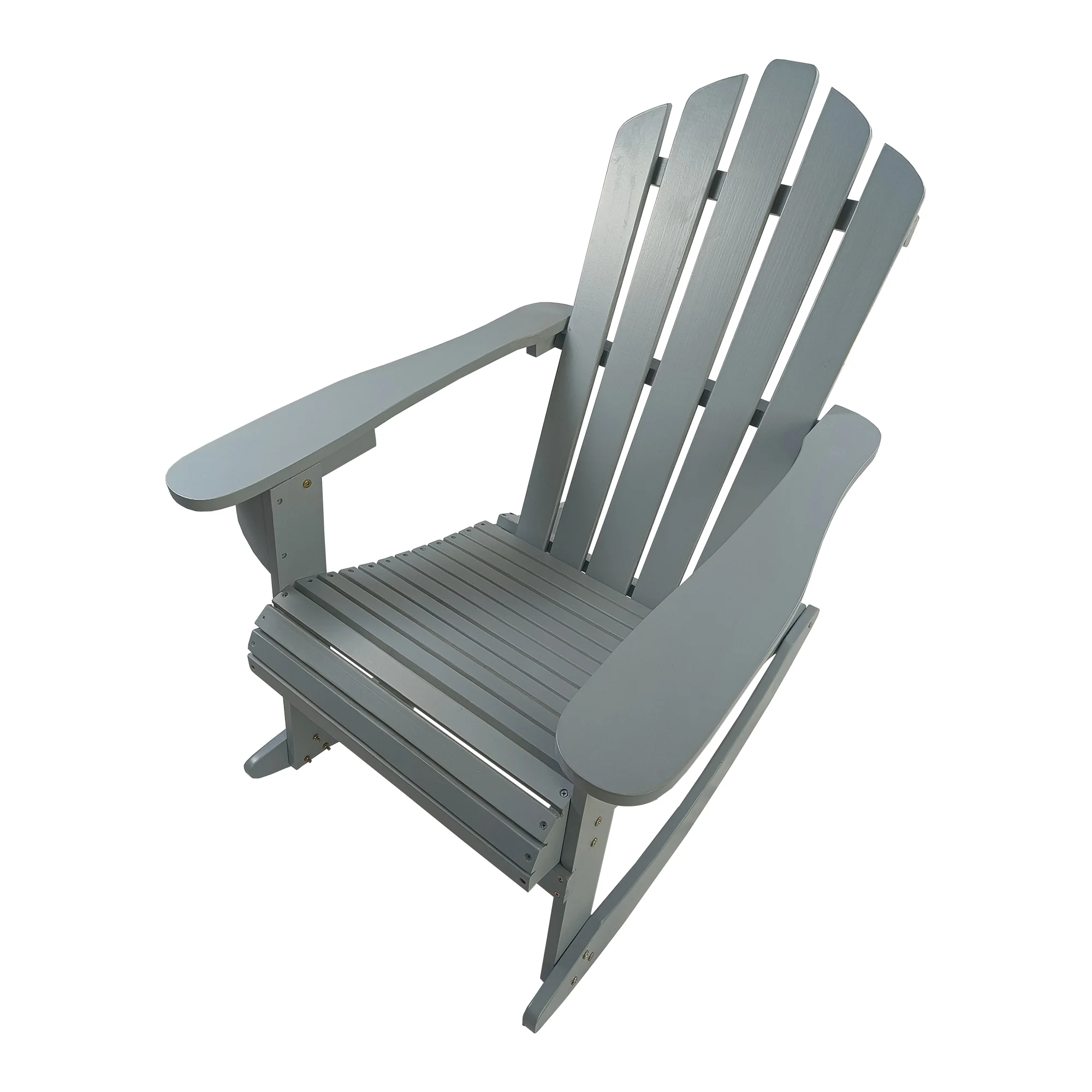 thumbnail video image 2 of JONPONY Reclining Wooden Outdoor Rocking Adirondack chair,Grey, 2 of 15