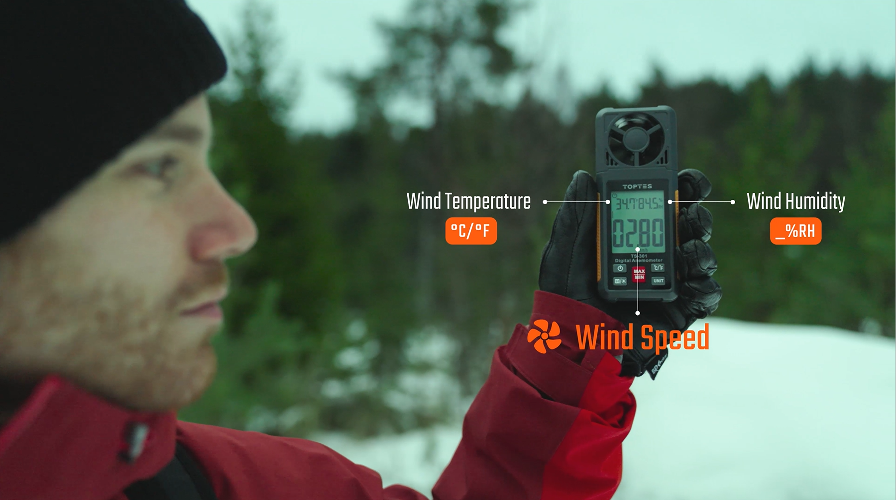 TOPTES TS-301 Digital Anemometer Wind Speed Meter with Backlight LCD ...