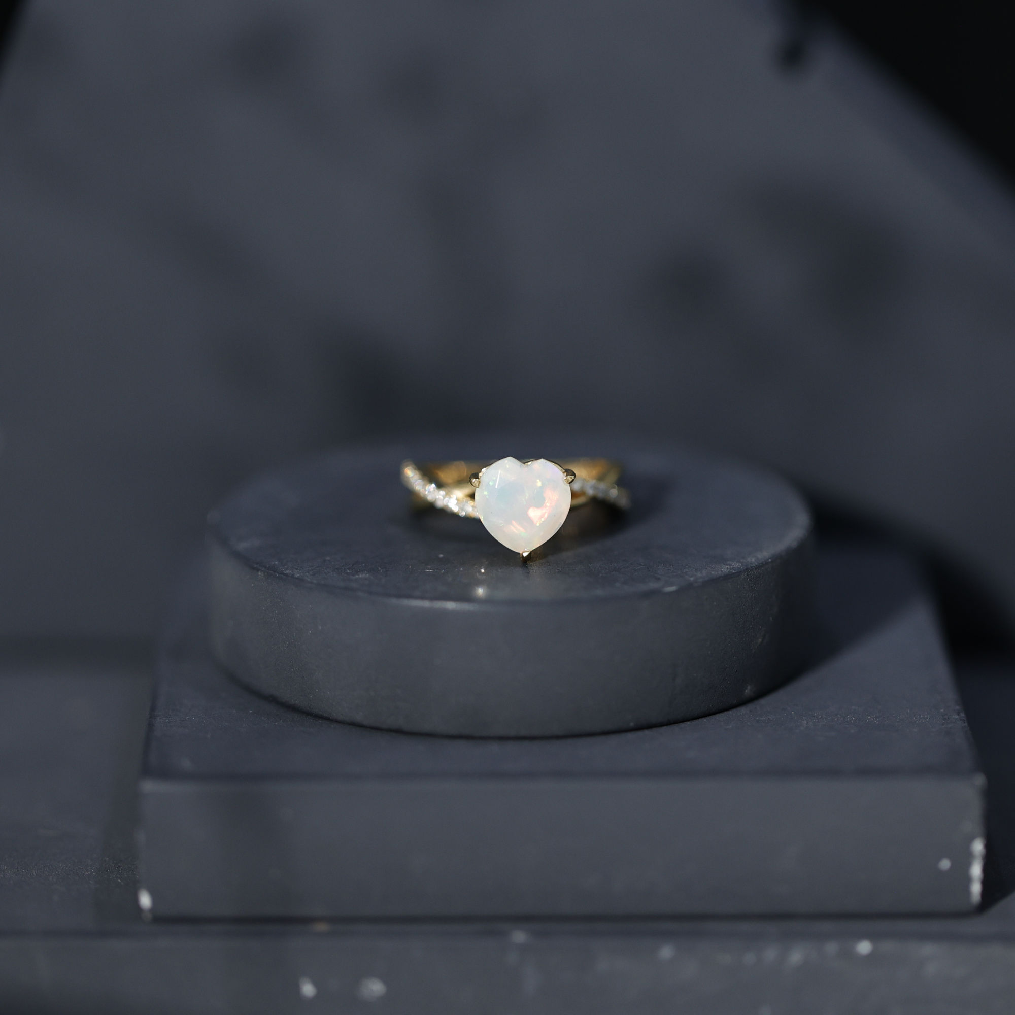 thumbnail video image 2 of Rosec Jewels Ethiopian Opal Solitaire Crossover Ring with Diamond - 1 ct Engagement Ring, 10K Yellow Gold, US 8.00, 2 of 10