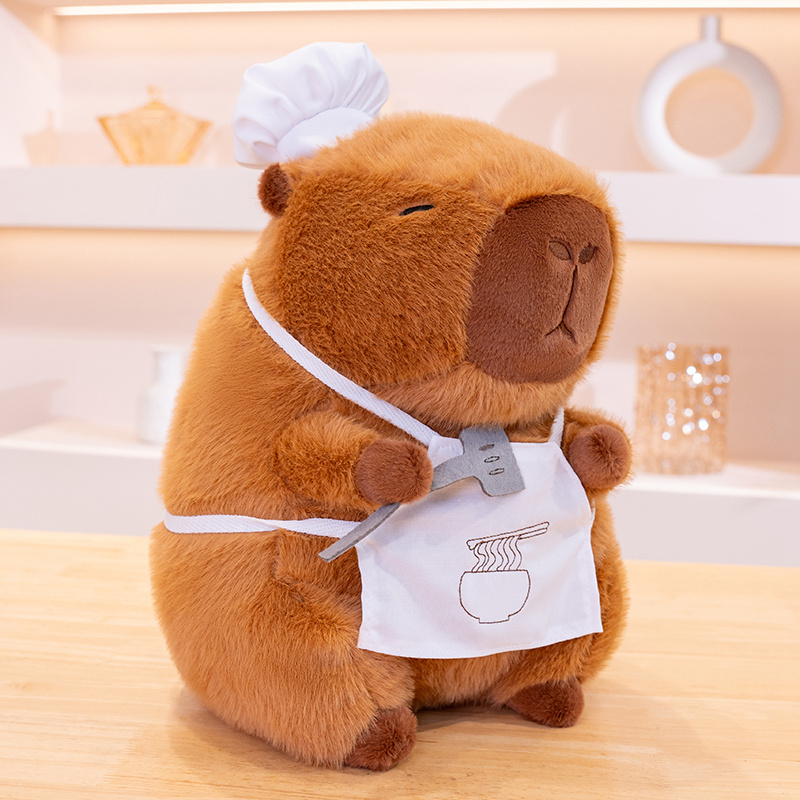 thumbnail video image 2 of 11 Inch Chef Capybara Plush Toy - Cute Cooking Bread Capybara Doll, Gift for Foodies and Kids, 2 of 9