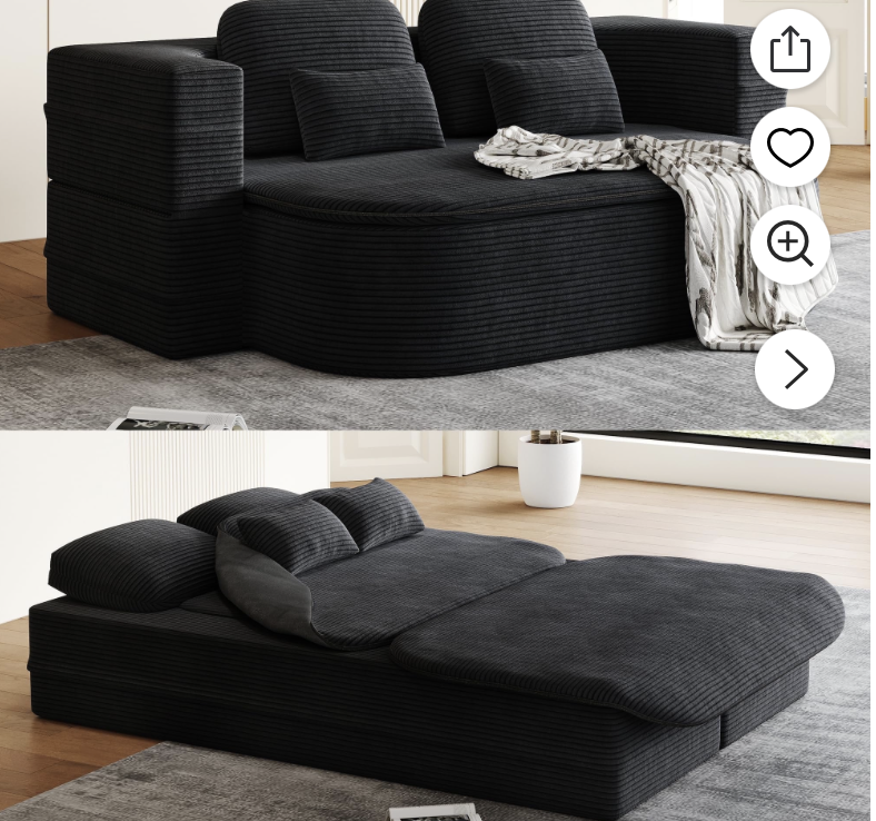 thumbnail video image 2 of 75'' Convertible Floor Folding Couch, 2-in-1 Sleeper Sofa Bed with Memory Foam, Foldable Sofa with 4 Pillows & Blanket for Living Room, Apartment, No Assembly Needed, 2 of 15