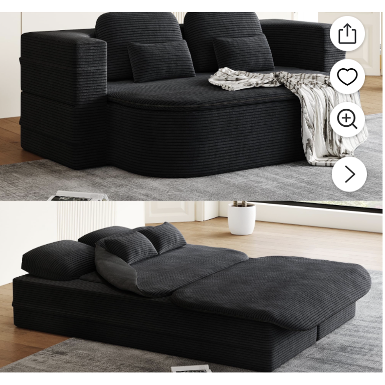75'' Convertible Floor Folding Couch, 2-in-1 Sleeper Sofa Bed with