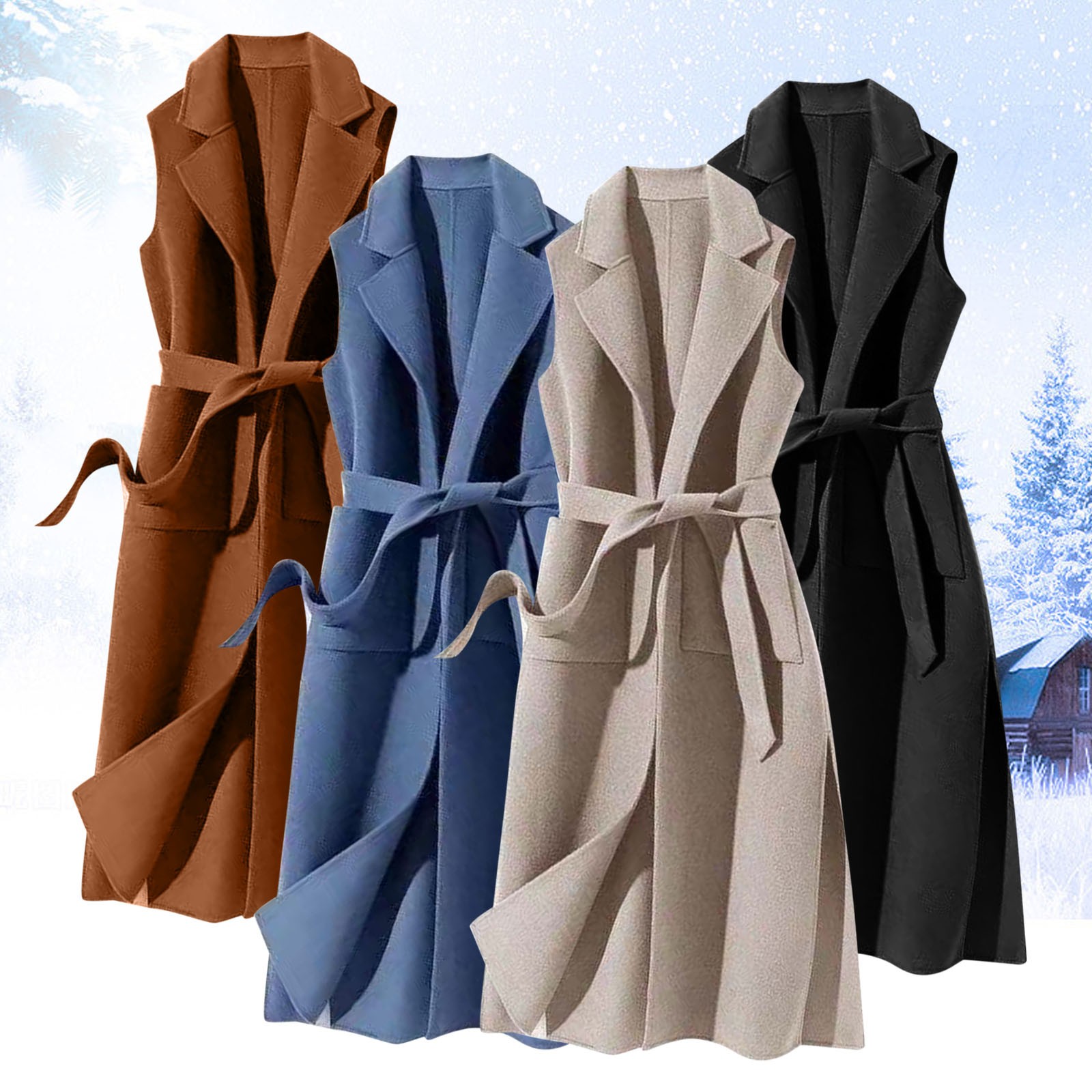 thumbnail video image 2 of Delayuji Wool Sweater Women Women's Autumn and Winter Vest Woolen Solid Color Strap Personality Long Vest Jacket Womens Tweed Blazer Brown Xl, 2 of 7