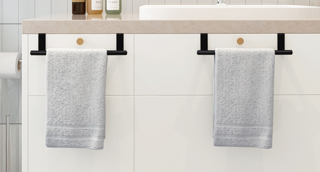 thumbnail video image 2 of KES Over Cabinet Towel Bar Kitchen, Over The Door Towel Rack Kitchen Towel Holder Matte Black 2 Pack, WMKTH1000BKP2, 2 of 11