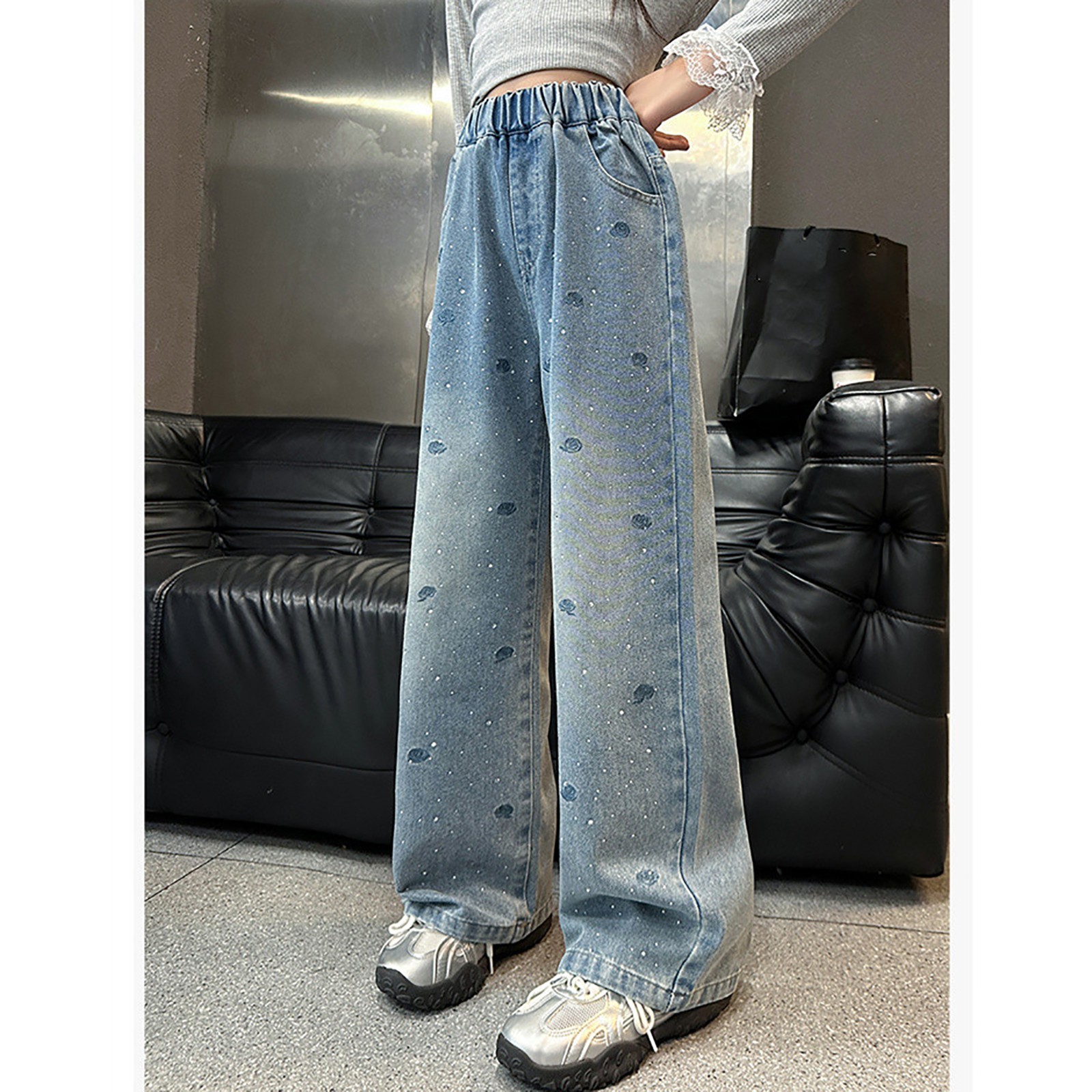 thumbnail video image 2 of JLMSPLWG Girls Size 8 Jeans Teen Girl Pants Pantalones De Invierno Para Mujer Navy Sweatpants 12 to 18 Month Girl Clothes for 10 Year Old Girls 4t, Blue 11-12 Years, 2 of 8