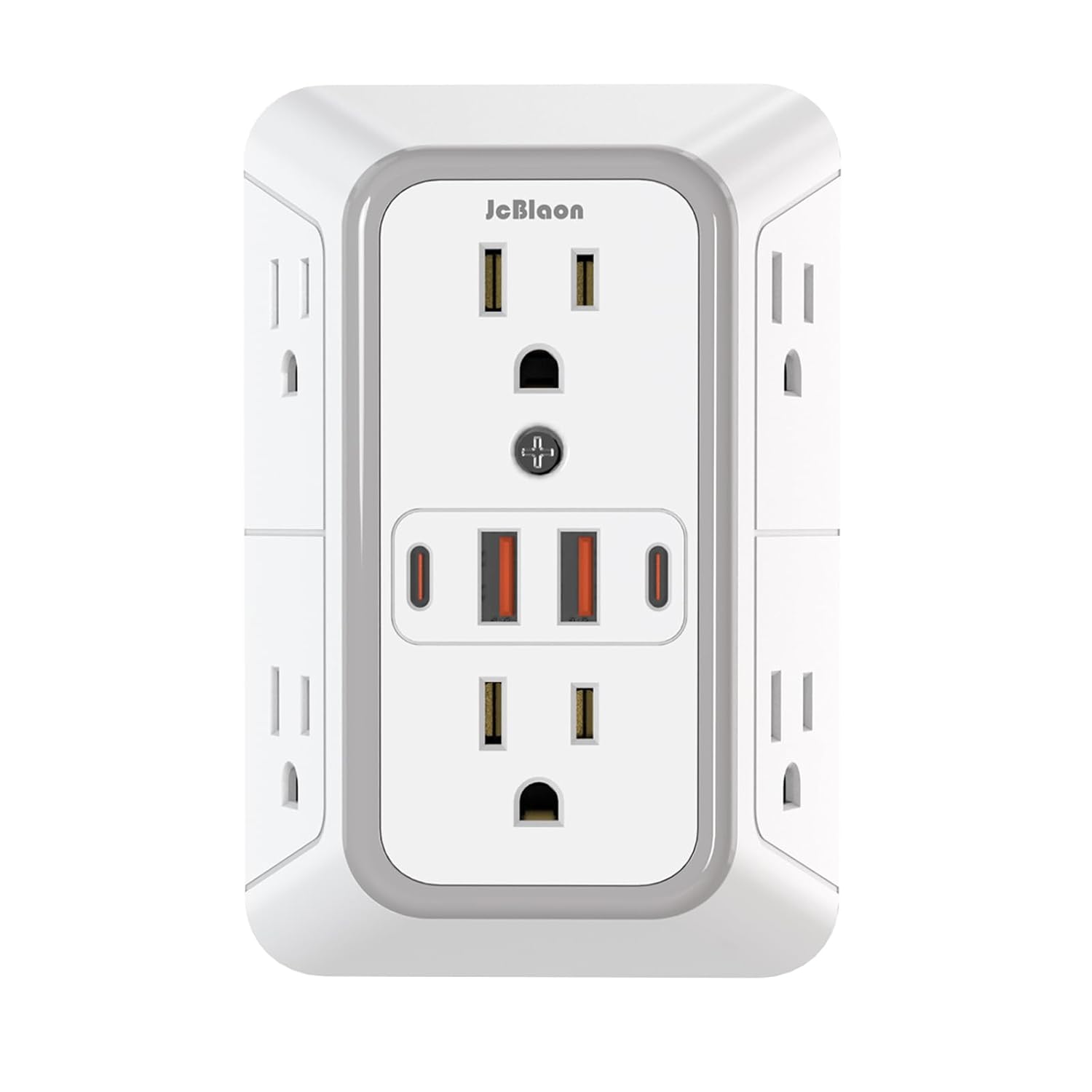 thumbnail video image 2 of JcBlaon Outlet Extender Splitter Surge Protector with 4 USB Ports (2 USB C), Multiple Plug Wall Outlet, Multi Outlet Plug in Wall Adapter Power Strip for Indoor, 2 of 11