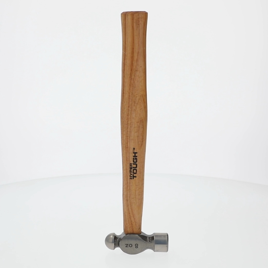 Hyper Tough 8 Ounce Ball Peen Hammer with Wooden Handle for Metal