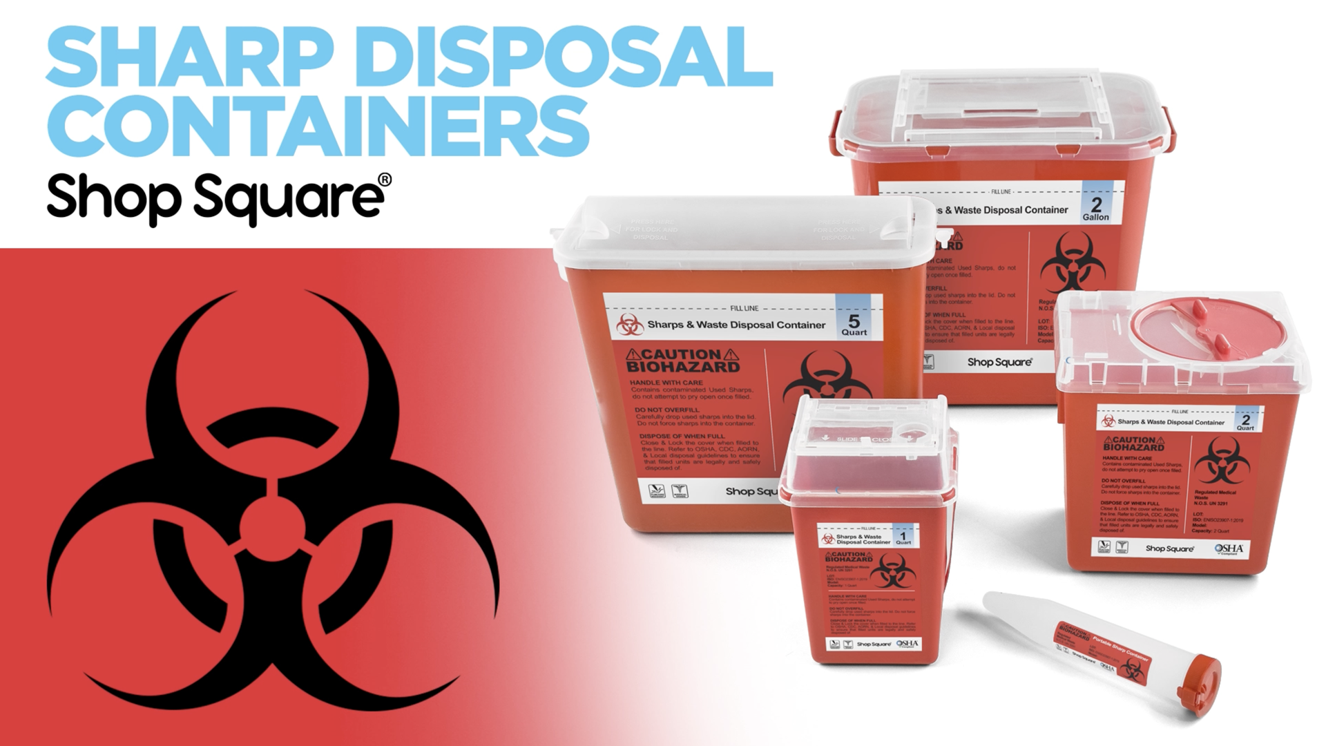 thumbnail video image 2 of Sharps Container for Home & Professional Use - 10 Pack Needle Disposal Containers - 1 Quart, 2 of 8