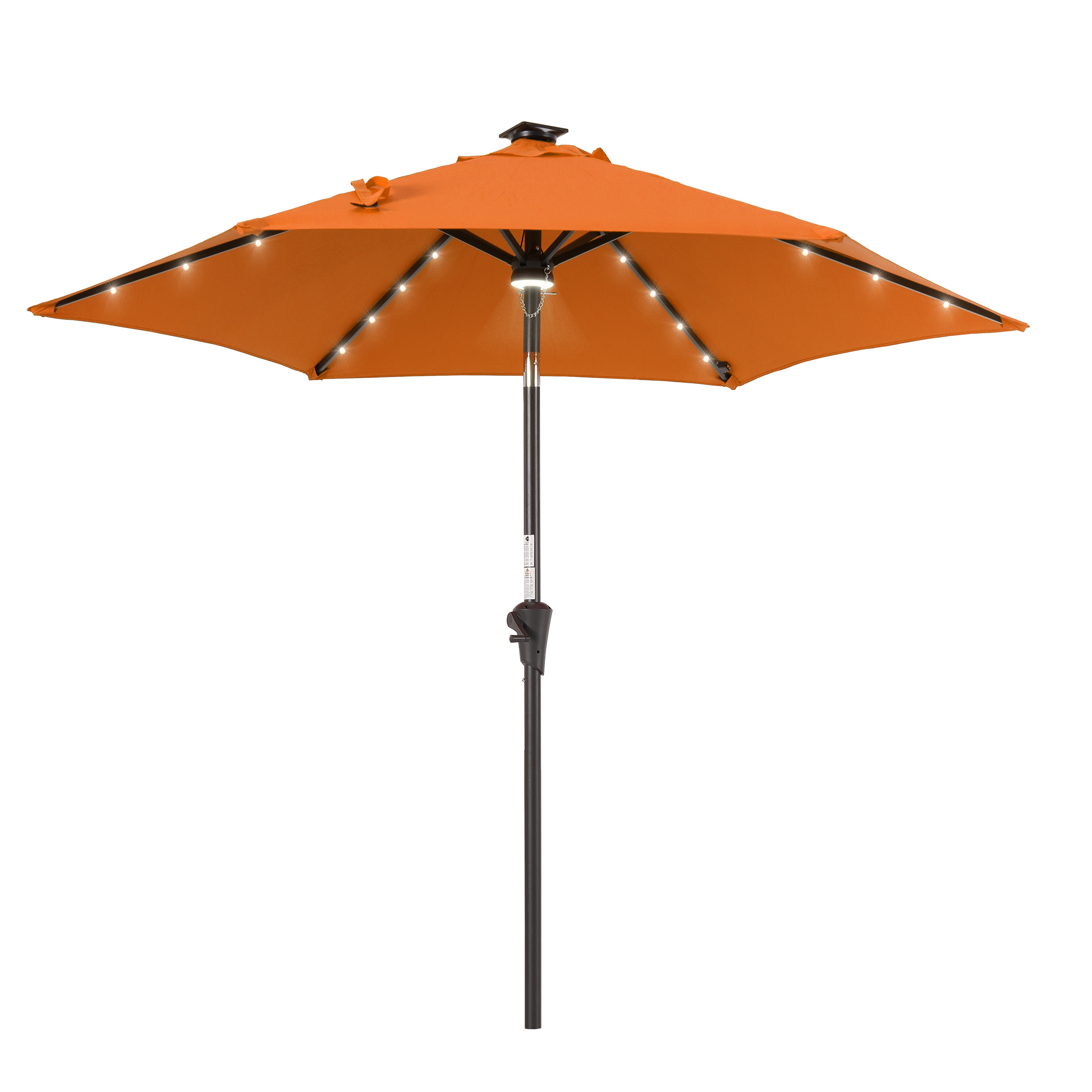 thumbnail video image 2 of ACEGOSES 7.5ft LED Solar Outdoor Patio Market Table Umbrella with Polyester Canopy for Garden,Yard and Poolside,Carrot orange, 2 of 9