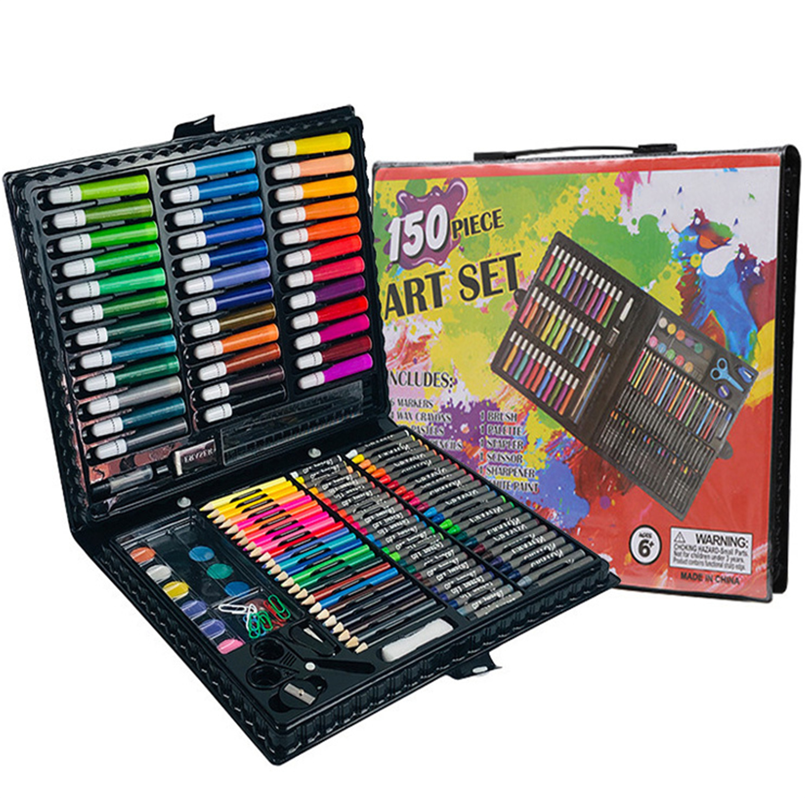 thumbnail video image 2 of 150 Piece Deluxe Art Set, Casewin Art Supplies for Drawing, Painting and More, Kid Crafting Supplies Great for Teenage 4 5 6 7 8 9 10 11 12 13 Years, 2 of 8