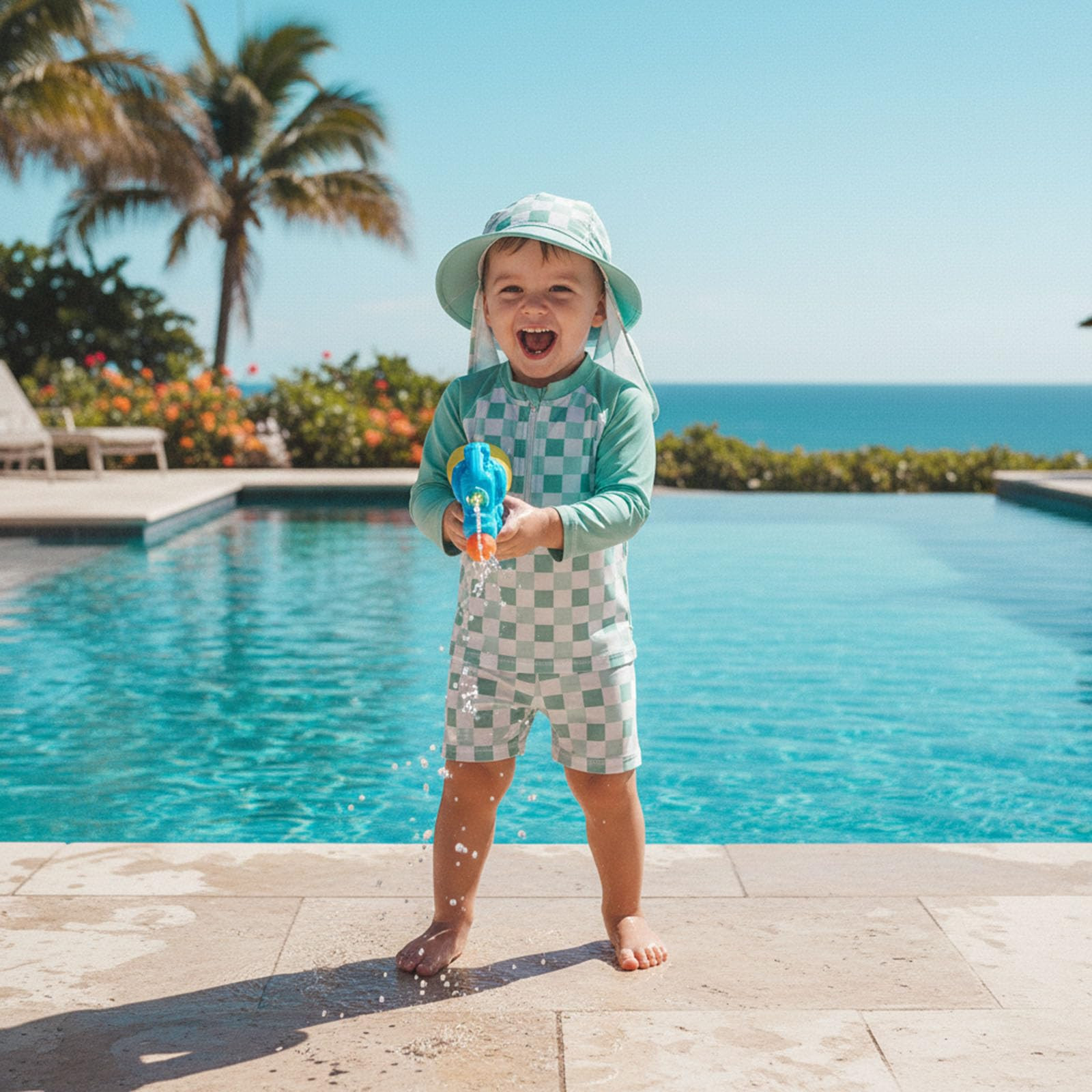 thumbnail video image 2 of SGMVNU Boys 3 Piece Rash Guard Swimsuits with Hat Swimsuit Boys 10-12 Long Sleeve Swimwear Shorts Cartoon Bathing Suit Beach Set,Size 12-18 Months,b-Blue, 2 of 9