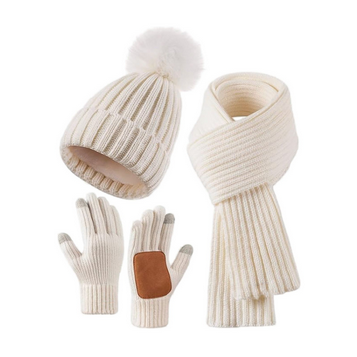 thumbnail video image 2 of Baqcunre Winter Gloves for Women,Hat Scarf Gloves Set Women's Winter Fleece Hat Wool Warm Wool Hat Touch Screen Gloves Women's Scarf Neck Warmer Cold Weather Set Red, 2 of 3